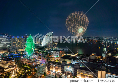 [Cityscape] Yokohama Port Opening Festival fireworks and Yokohama night view 126908550