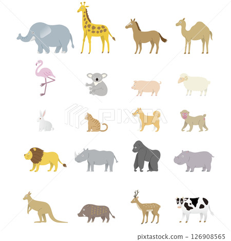 風景簡單動物插圖集 風景簡單動物插圖集 126908565