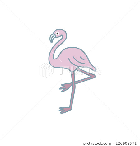 簡單的動物插圖：火烈鳥 126908571