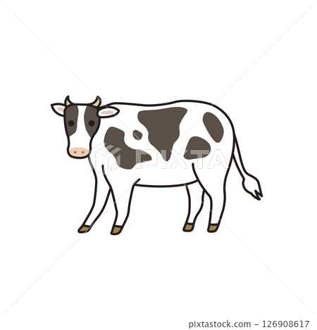 簡單的動物插圖：牛 126908617