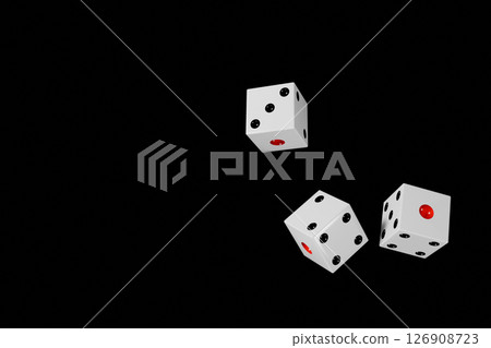 3DCG image of three dice on a black background 126908723