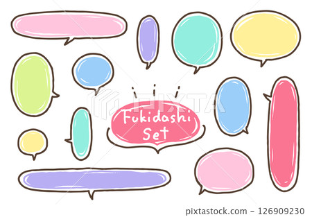 Handwritten speech bubble set (color) 126909230