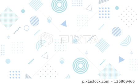 Memphis white background blue light blue geometric background 126909466