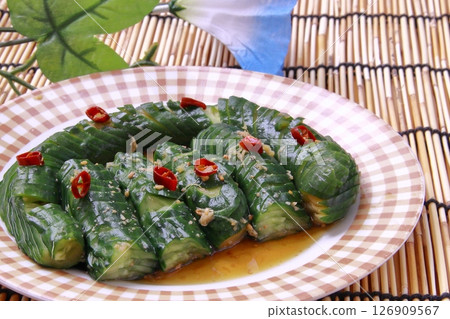 Cucumbers pickled in soy sauce Cucumbers pickled in soy sauce 126909567