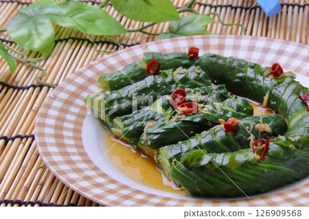 Cucumbers pickled in soy sauce 126909568