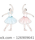 Ballet dancers in pink and blue costumes 126909641