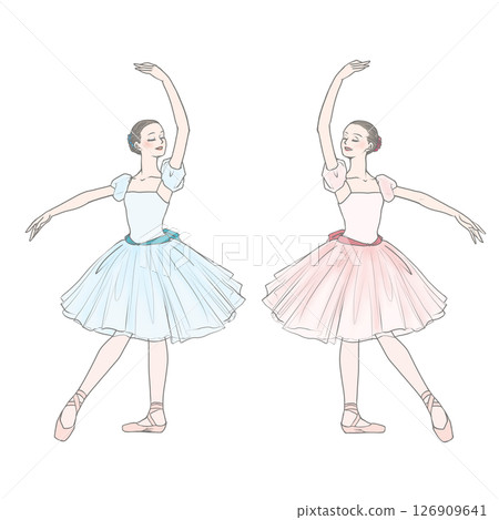 Ballet dancers in pink and blue costumes Ballet dancers in pink and blue costumes 126909641
