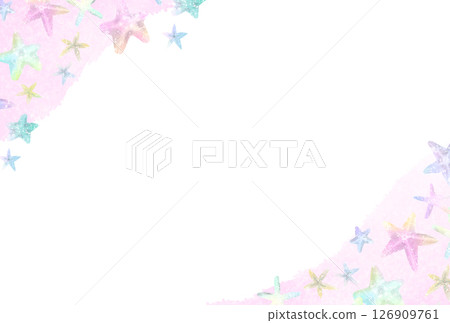 色彩鮮豔可愛的海星女孩水彩畫框 色彩鮮豔可愛的海星女孩水彩畫框 126909761
