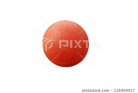Orange dodgeball, orange rubber ball, dodgeball sport, isolated on white background. 126909917