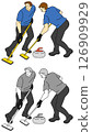 Ice chess and curling players illustration set 126909929