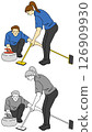 Ice chess and curling players illustration set 126909930