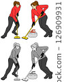 Ice chess and curling players illustration set 126909931