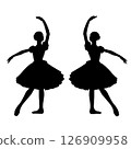 Silhouettes of ballet dancers in costumes 126909958