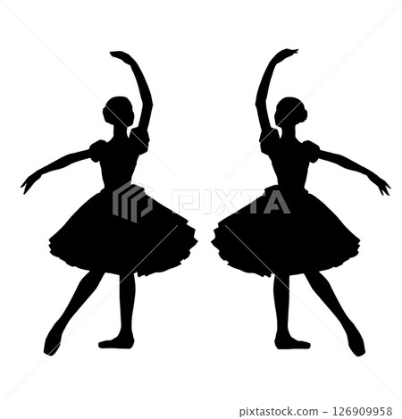 Silhouettes of ballet dancers in costumes 126909958