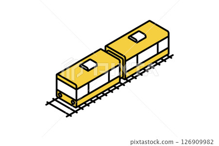 Transportation icon, simple and cute isometric line icon of connected trains Transportation icon, simple and cute isometric line icon of connected trains 126909982