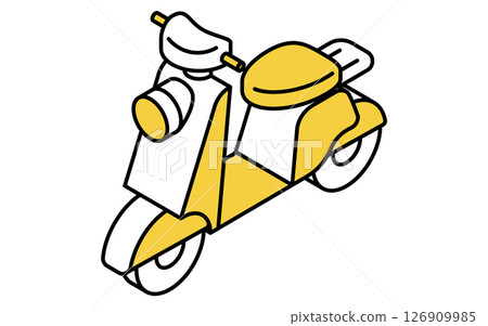 Vehicle icon, simple and cute isometric line icon of scooter (motorcycle) Vehicle icon, simple and cute isometric line icon of scooter (motorcycle) 126909985