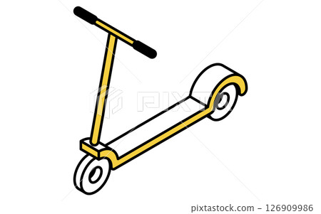 Vehicle icon, simple and cute isometric line icon of kick scooter Vehicle icon, simple and cute isometric line icon of kick scooter 126909986