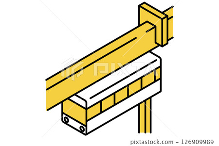 Transportation icon, simple and cute isometric line icon of suspended monorail 126909989