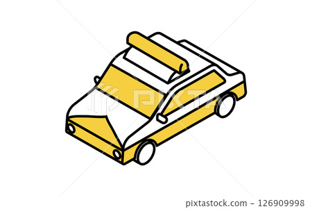 Vehicle icon, simple and cute isometric line icon of a Japanese police car Vehicle icon, simple and cute isometric line icon of a Japanese police car 126909998