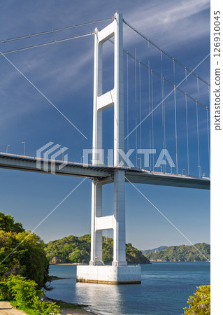 《Ehime Prefecture》View of the Kurushima Kaikyo Bridge and the Imabari coastline 126910045