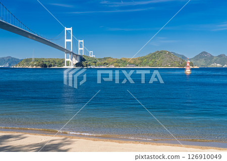 《Ehime Prefecture》View of the Kurushima Kaikyo Bridge and the Imabari coastline 126910049