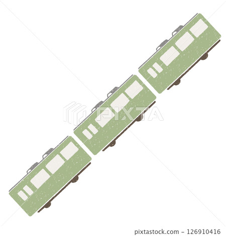 綠色火車的平面觸控插圖 綠色火車的平面觸控插圖 126910416