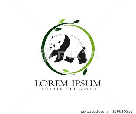 Panda bear silhouette Logo design vector 126910558