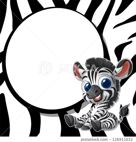Cute Zebra with Striped Background Cute Zebra with Striped Background 126911032
