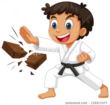 Energetic Child Practicing Karate with Enthusiasm Energetic Child Practicing Karate with Enthusiasm 126911077