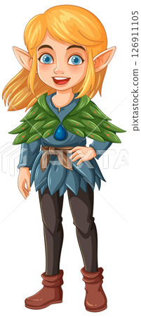 Charming Fairy Character with Leafy Attire 126911105