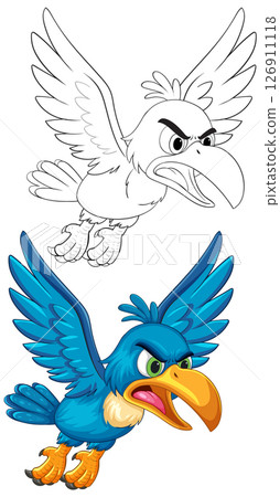 Dynamic Hornbill Vector Illustration in Vibrant Colors 126911118