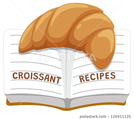 Delicious Croissant Recipe Book Illustration 126911120