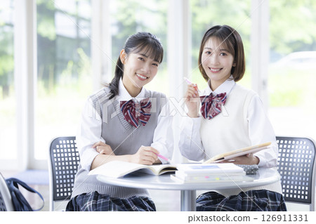 High school students studying with friends High school students studying with friends 126911331