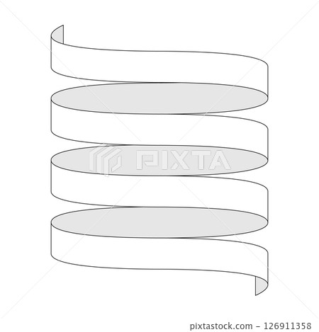 Monochrome illustration of a twisted and curved ribbon Monochrome illustration of a twisted and curved ribbon 126911358
