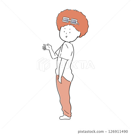 非裔年輕男子雙手插在口袋裡演講（側身，橘色） 126911490