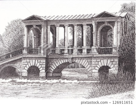 Landscape with a bridge 126911651