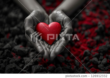 Closeup hands holding red heart for healthy donate concept 126912332