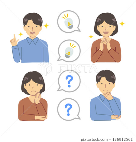 Male and female reaction pose illustration set 126912561