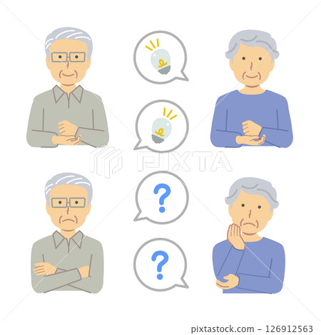 Senior reaction pose illustration set 126912563