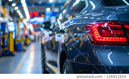 Automobile factory generation AI background 126912824
