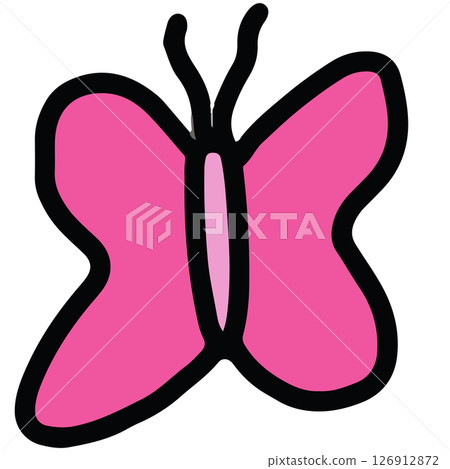 Hand drawn pink butterfly for animal, zoo, souvenir shop, cute patches, shirt print, brooch, plush toy, kid doll, spring, summer, nature, garden, backyard, pet, vet, flowers, Valentine's, insects Hand drawn pink butterfly for animal, zoo, souvenir shop, cute patches, shirt print, brooch, plush toy, kid doll, spring, summer, nature, garden, backyard, pet, vet, flowers, Valentine's, insects 126912872