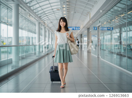 Portrait of a woman waiting to depart at the airport 126913663