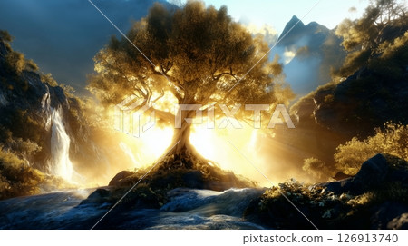 Symbol of hope and life in Eden reflecting biblical themes of faith, eternal life, and Jesus Christ's promise 126913740