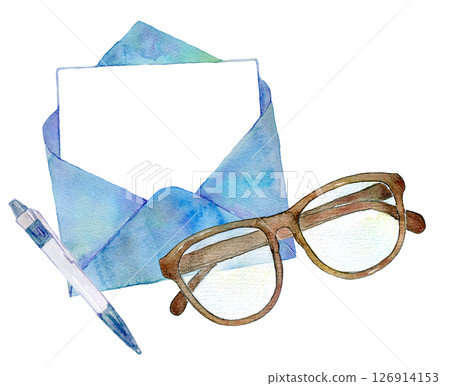 Watercolor illustration: Writing a letter 126914153