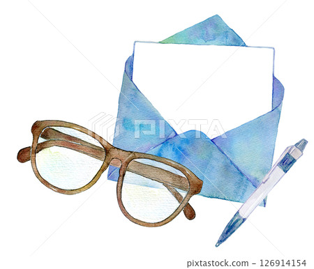 水彩插圖：寫一封信 126914154