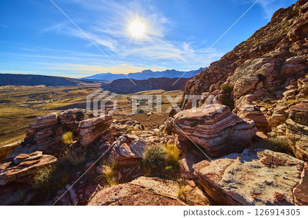 Rugged Sandstone and Desert Valley Kraft Mountain Eye-Level View 126914305