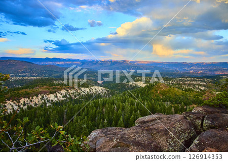 Kolob Canyon Forest and Rocky Terrain at Sunset Panoramic View Kolob Canyon Forest and Rocky Terrain at Sunset Panoramic View 126914353