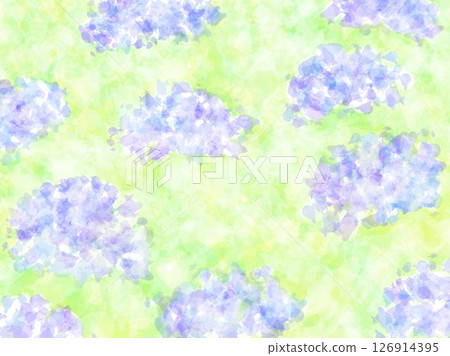 A background illustration of blue hydrangeas lined up against a green background! 126914395