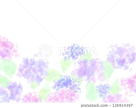 白色背景上抽象的粉紅色和紫色繡球花的背景材料插圖！ ！ 126914397