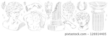 Greek ancient doodle collection 126914405